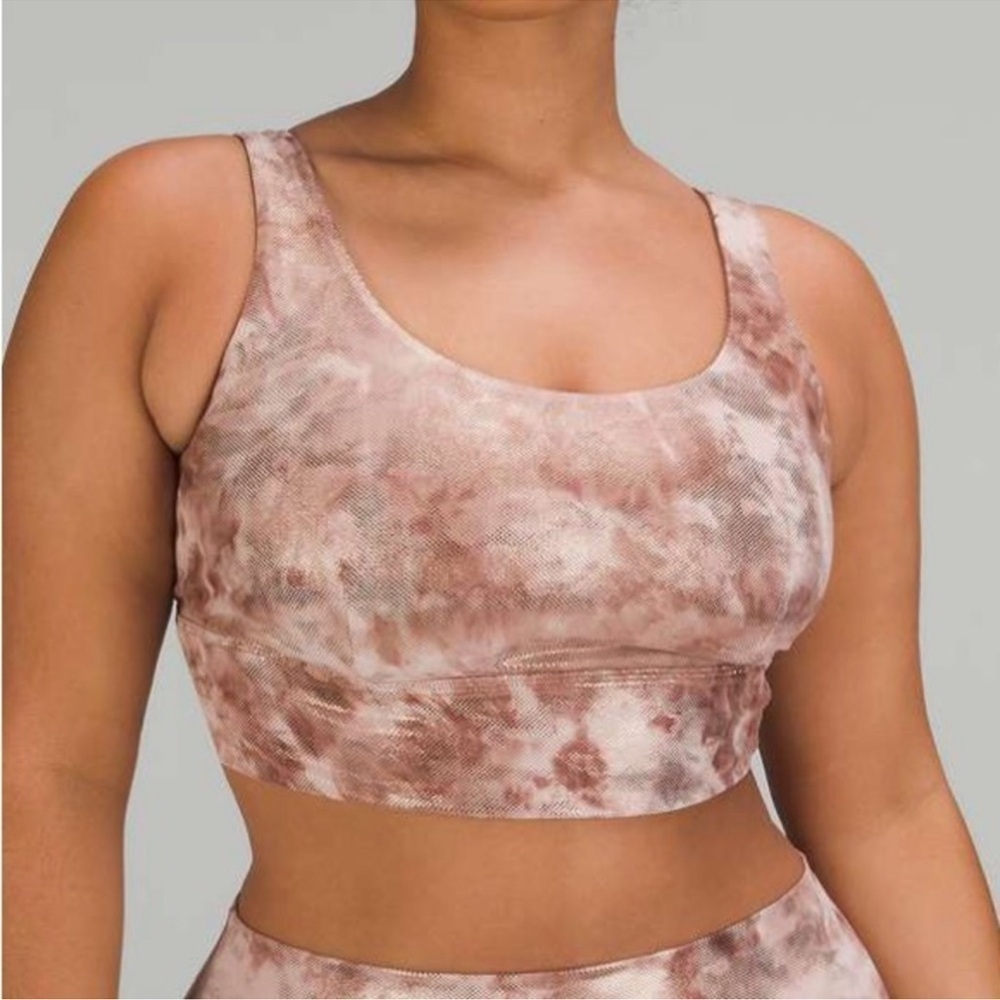 Lulu Align Metallic Blush A/B Cup Shine Bra Diamond Dye Misty Shell Reversible